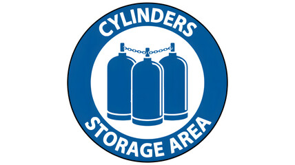 Clear warning sign indicates cylinders storage area for industrial safety and compliance, ensuring secure gas tank management.