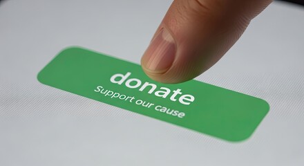 Pressing the donate button to support a good cause online