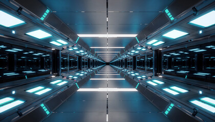 Futuristic Sci-Fi Corridor Abstract Volumetric Light