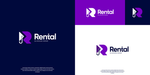 rental agency logo, with an abstract letter concept, digital services, vector graphic design.