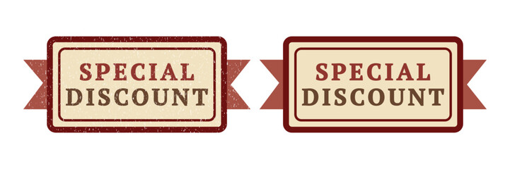 retro distressed special discount stamp label vector design, perfect for sales, clearance, and vintage promotional tags.