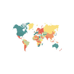 Colorful Flat World Map Global Business Data Graphic