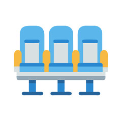 Illustration of blue cinema chairs in simple flat style