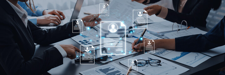 Concept of global talent acquisition and hiring. Human resources department reviewing candidate...