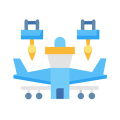 Flat design vector of airplane being painted in hangar