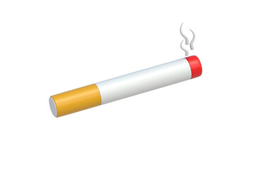 Lit cigarette isolated on white background. 3d render
