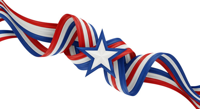 Red white and blue ribbon with star