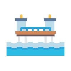 Obraz premium Flat design pier over water, simple graphic illustration