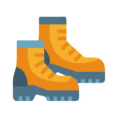 Stylized hiking boots illustration with orange and blue palette