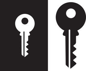 key icon black and white inverse contrast flat vector illustration