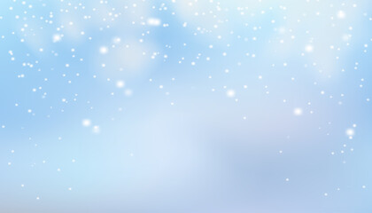  Christmas winter vector background with falling fluffy snowflakes on blue sky. Soft light effects for festive wallpaper, greeting cards, posters, banners and seasonal design templates
