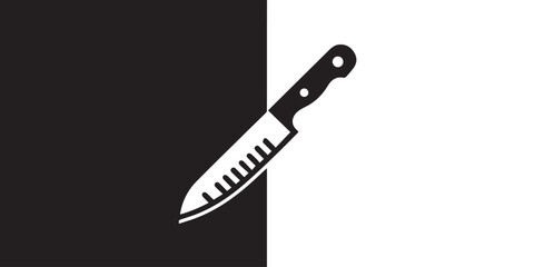 knife hanging handle hole negative space black white design