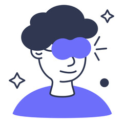 Relaxed Person with Eye Mask and Sparkles Color Outline Icon and Illustrations