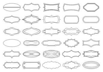 Collection of ornate decorative frames and borders in various shapes and styles isolated on transparent background