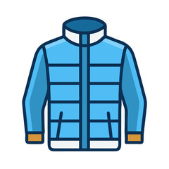 Stylized light blue puffer jacket vector image on black background