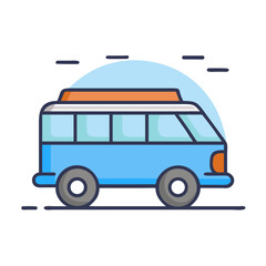 Cartoon van icon on black backdrop design element