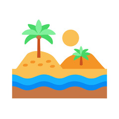 Tropical island scene with palm trees and serene ocean