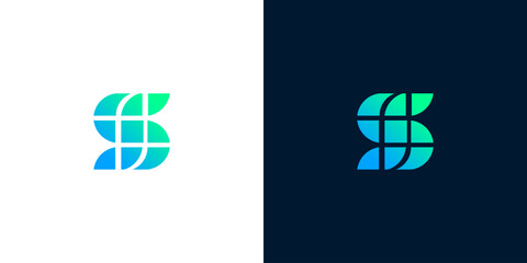 Modern abstract letter S logo design featuring a vibrant blue-green gradient, ideal for corporate branding, technology companies, or digital services