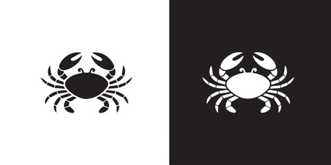 crab negative space black white vector illustration split panel