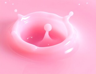 A captivating, high-speed shot captures a droplet of pink liquid creating a crown upon impact with a pink surface