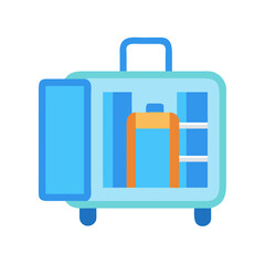 Stylized travel suitcase illustration filled with luggage on black