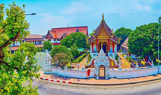 The top panorama of Wat Chang Taem, Chiang Mai, Thailand