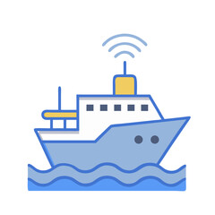 Obraz premium Modern Cruise Ship Illustration with WiFi Connection on Sea