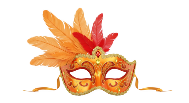 Ornate venetian masquerade mask with feathers - Powered by Adobe