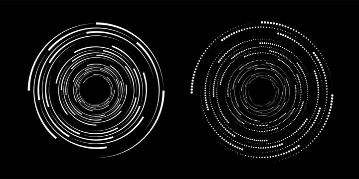 Abstract background with lines in circle. Art design spiral as logo or icon. A black figure on a white background and an equally white figure on the black side.