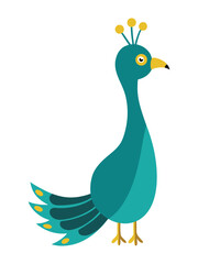 Simplified Cartoon Peacock Illustration