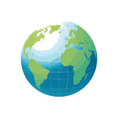 World Globe Illustration Earth, Green and Blue, Isolated