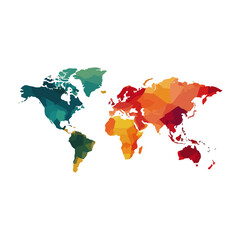 Obraz premium World Map of Low Poly Color-Graded Continents