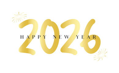 Happy New Year 2026 Luxury Gold Brush Lettering