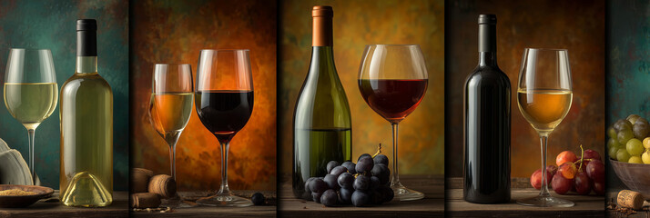 Exploring the art of winemaking and tasting in a vibrant wine collage