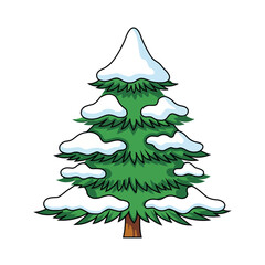 Illustration of a snow covered christmas tree for christmas holiday season celebration