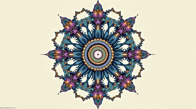 Ornate spiritual mandala art with intricate blue purple design