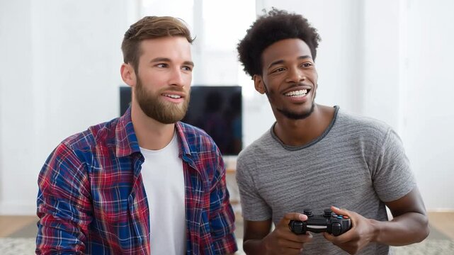 Diverse gaming friends celebrating tournament results, sharing respectful handshake after competitive match, embodying sportsmanship and camaraderie within gaming community