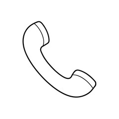 Illustration of a classic telephone handset outline on transparent background silhouette