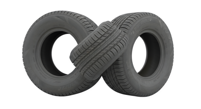 Two car tires forming an infinity symbol