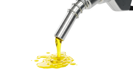 Gasoline nozzle pouring fuel