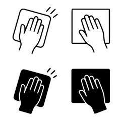 Fototapeta premium 4 hand towel illustrations, black, transparent background