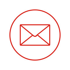 Email Icon: A minimalist icon of a sealed envelope, representing digital communication and correspondence in a circular design. 