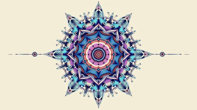 Intricate colorful mandala spiritual design with delicate lines - Powered by Adobe