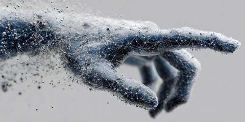 Digital hand pointing, networking connection, technology concept