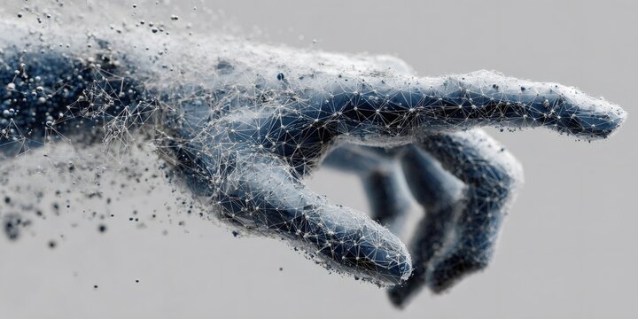 Digital hand pointing, networking connection, technology concept