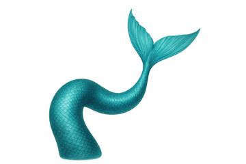 Naklejka premium Mermaid tail with turquoise scales and fin, a fantasy mythical creature illustration on transparent background