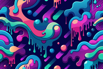 Obraz premium Dripping Abstract Forms and Streaks on Geometric Grid