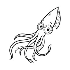 Stylized Cartoon Illustration of a Squid Character Vector
