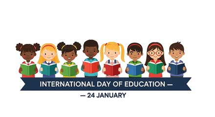 International day of education illustration of international day of education with children reading books