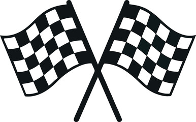 Stylized Black and White Racing Flags Vector Minimalist Crossed Flag Illustration